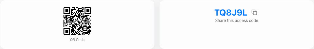 QR code and access code display